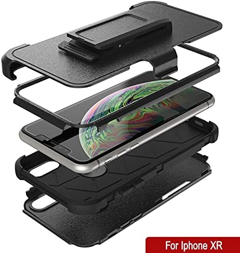 Punkcase for iPhone XR Clip Clip Case [סדרת פטרון] 4-1 כיסוי טלפון מחוספס ומגן רב שכבתי עם עמדות בעיטה